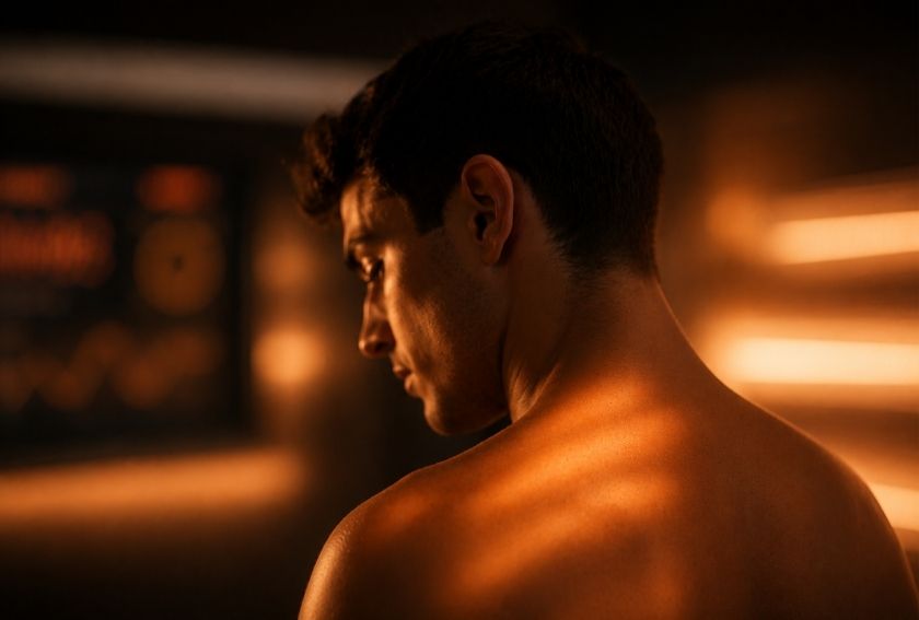UV light exposure on skin – tanning process concept